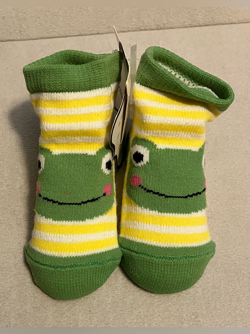 Newborn Baby Green & Yellow Frog Socks by Mudpie